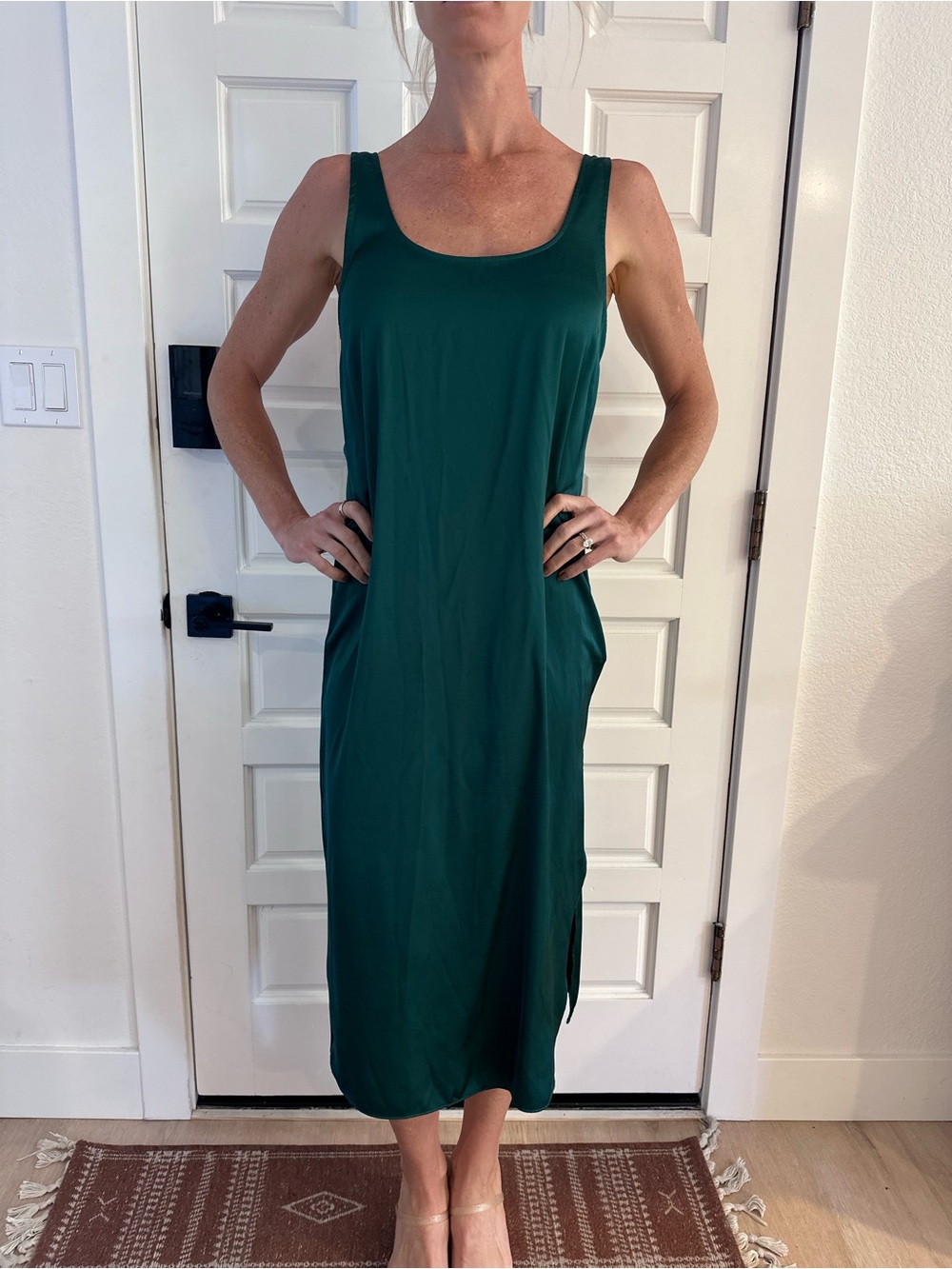 Green Abercrombie satin midi slip dress new with tags medium